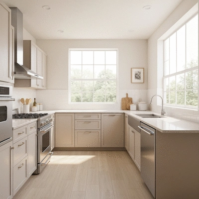 Modern kitchen with budget-friendly materials and stylish design